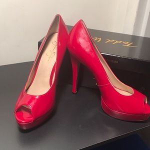 Jessica Simpson heels w/platform and peep toe.